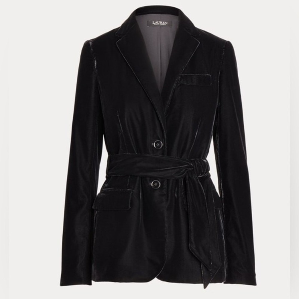 Lauren Ralph Lauren Belted Velvet Blazer Size 4 New with Tags